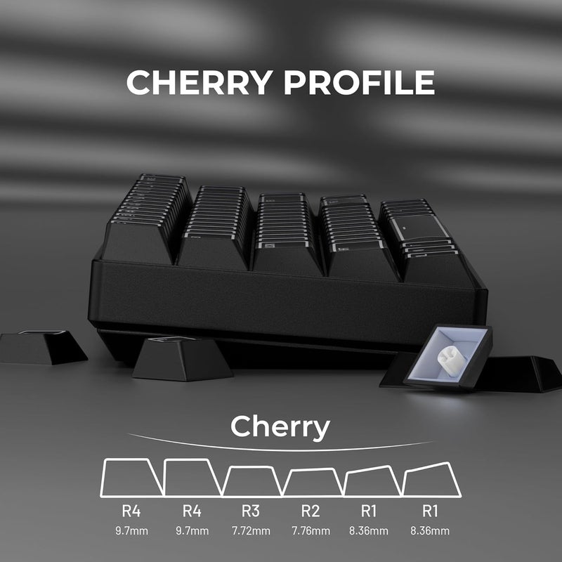 GMKWTL أغطية مفاتيح XVX السوداء اللامعة، مجموعة أغطية مفاتيح Doubleshot PBT بملف تعريف Cherry، 142 مفتاح لأغطية المفاتيح، توافق عالمي مع لوحات المفاتيح الميكانيكية 60% 65% 75% 80% 100% مع مفاتيح MX - Image 5